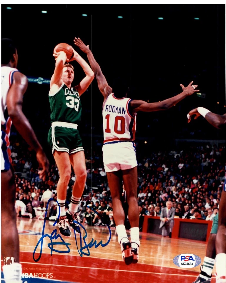 LARRY BIRD SIGNED 8X10 PHOTOGRAPH PSA DNA AK34583 BOSTON CELTICS HOF - Image 1 of 1
