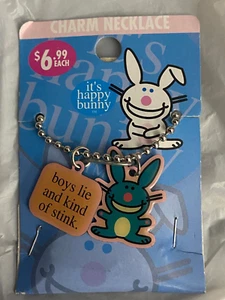 It's Happy Bunny Charm Necklace (Boys Lie and Kind of Stink) *NEW* US1 - Picture 1 of 6