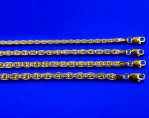 10K Tri Color Gold SOLID Valentino Mariner Anchor Chain Necklace D/C 1.5mm-5mm - Picture 1 of 9