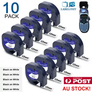 10PK For Dymo Letratag Refill 91331 Plastic Label Tape White 12mm LT-100H 1/2" - Picture 1 of 14