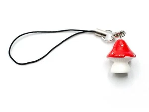 Toadstool Cell Phone Pendant Mushrooms Vegetables Toxic Forest Miniblings - Picture 1 of 4