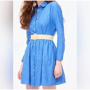 J. Langarmkleid mit Rundhalsausschnitt und Ösen und Knopfleiste Größe 4 blau - Bild 1 von 10