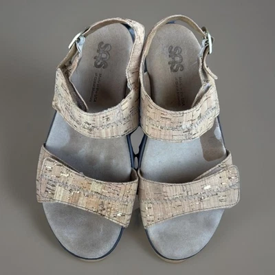 SAS Sandals Size 7 WW Cork Gold Accent Comfort Lightweight Walking Shoes - Image 1 of 4