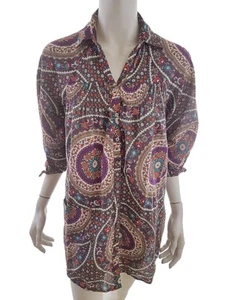Only Size S Grey Buttoned Tunic Blouse Cotton 100% Sleeve 3/4 - Picture 1 of 5