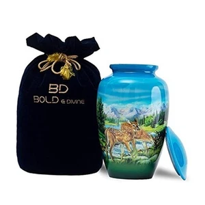 Cremation Urn | Human Ashes Adult Memorial urn, Burial, Adult Urn Grazing Deer - Picture 1 of 7