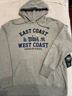WORLD SERIES HOODIE SWEATSHIRT XL NY YANKEES LA DODGERS EAST WEST COAST 47 MLB - Image 1 of 4