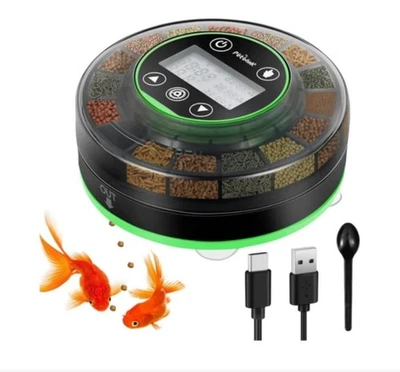 Petbank Alimentador Automático para Peces Recargable Automático Dispensador de Alimentos Temporizador Pantalla LCD Foto 1 de 4