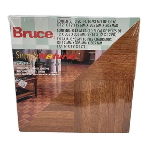 Bruce Simply Natural Chestnut Parquet Flooring 10 sq ft Peel & Stick 7/16 12x12 - Picture 1 of 14