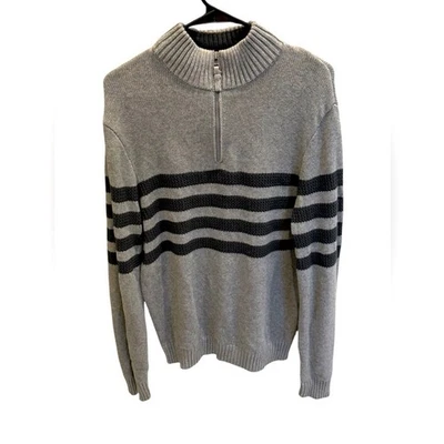 Suéter de algodón con cremallera 1/4 de Tahari para hombre rayas texturizadas talla mediana Foto 1 de 3
