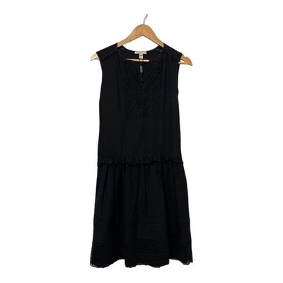 Burberry Brit Dress Size 6 Cotton Silk Blend Black Sleeveless Lace Drop Hem - Image 1 of 4