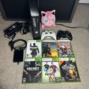 Microsoft Xbox 360 250GB S Slim Model 1439 2 Controllers, 6 Games Tested - Picture 1 of 5