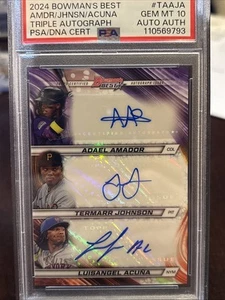 2024 Bowman’s Best Triple Auto Amador Termarr Johnson Luisangel Acuna /75 PSA 10 - Picture 1 of 4