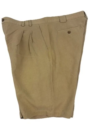 Paradise Collection Shorts Mens Size 38.W  100% Silk Chino Brown Pleated Front - Image 1 of 4