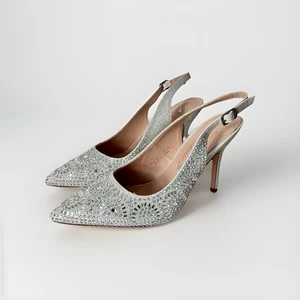 Lauren Lorraine Rachel Plateado Brillo Eslinga Tacones Traseros Talla 8 Boda Navidad - Imagen 1 de 14