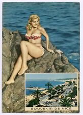 Pin up jeune fille en bikini souvenir de Nice 06 - Cpsm PF carte postale