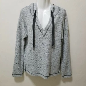 Splendid Women Morrow Bay Boxy Hoodie Loungewear Textured Knit Gray V-neck M - Picture 1 of 12