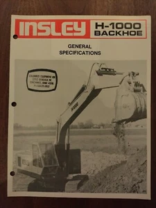 INSLEY H-1000 BACKHOE General Specifications Sales Brochure - Picture 1 of 3