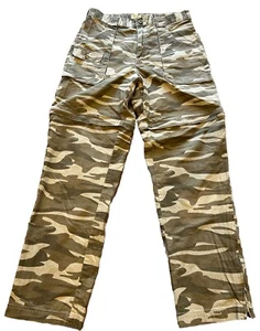 Cabela's Pants Mesh 34x32 Brown Olive Camo Outdoors Pockets Cargo Zipper - Picture 1 of 9