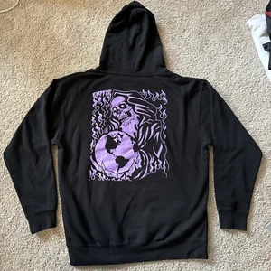 Empyre Hooded Sweatshirt Size 23x28 Skeleton Holding World Fire Hoodie - Picture 1 of 5