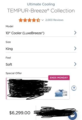 TempurPedic LUXEBREEZE Soft 13.5" KING MATTRESS $6,299 Luxe Breeze Tempur-pedic - Image 1 of 4