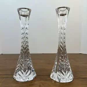 Vintage schwere gerippte Glas oder Kristall Vasen / Kerzenständer - Bild 1 von 2