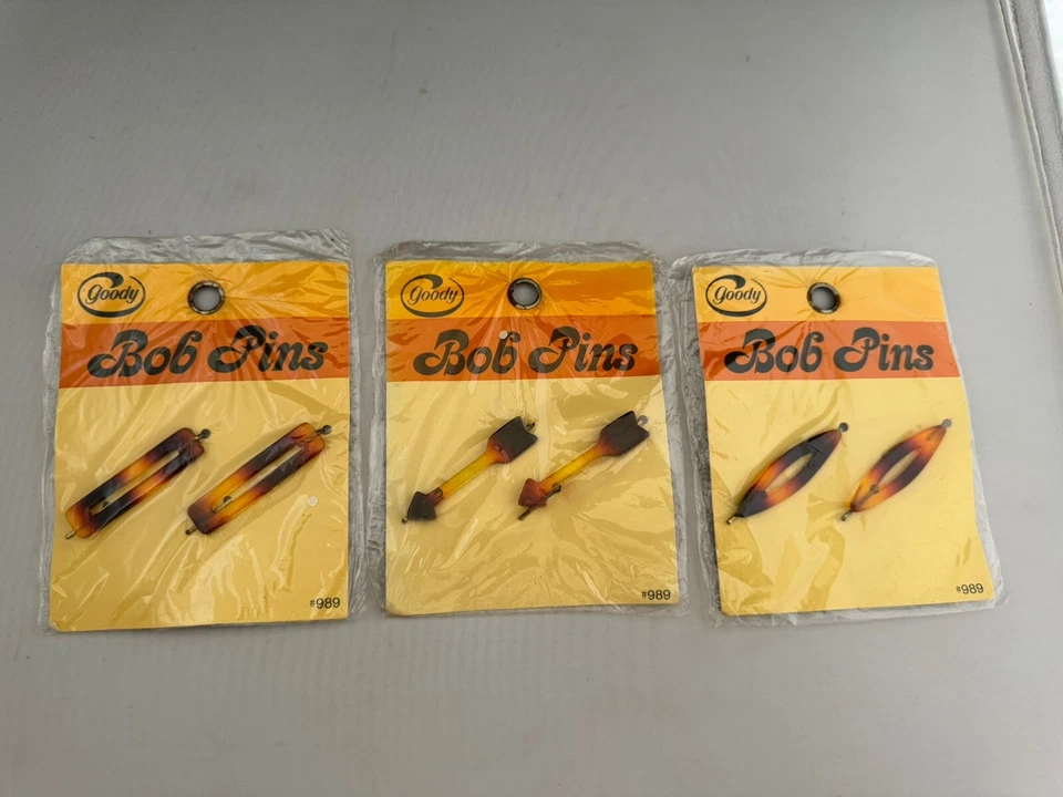 3 Pck’s VTG  Goody Bob Pins Pack Of 2 #989 Hair Accessories New 1975 Bobby USA - Image 1 of 4