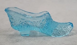 Zapato Zapatilla Bota Vintage Fenton Aqua Margarita y Botón Corte Arco Vidrio De Colección 5" - Imagen 1 de 7