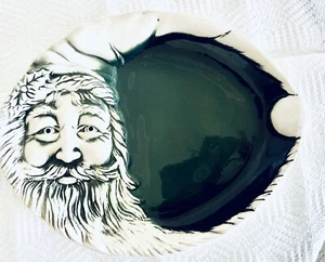 Vintage flache Erde 3dimensional Santa tiefgrün Emaille ovale Platte erstaunlich EG - Bild 1 von 6