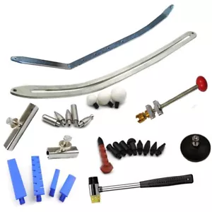 Barra plana de reparación de abolladuras, kit de reparación suave de abolladuras automáticas guardabarros de automóvil herramientas de reparación de daños - Imagen 1 de 15