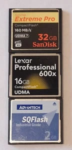 3-pack COMPACT FLASH CF MEMORY CARDS VARIOUS BRANDS 32, 16 & 2 GB - Picture 1 of 1