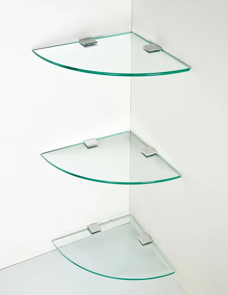 3 X Glass Corner Shelf Ideal Bathroom Shelves - image 1 of 4
