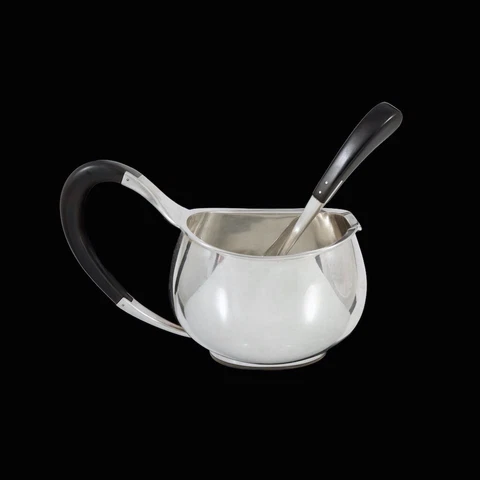 Svend Weihrauch - F. Hingelberg. Art Deco Sterling Silver Sauce Boat & Ladle Cover