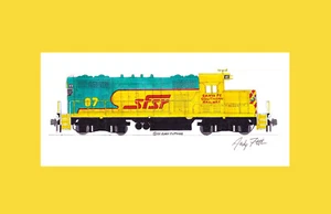 Santa Fe Southern GP7U #7 11""x17"" estampado enmarañado firmado por Andy Fletcher - Imagen 1 de 1