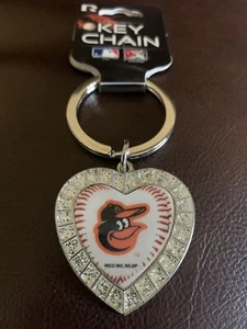 Baltimore Orioles Diamond Heart Keychain - Picture 1 of 1