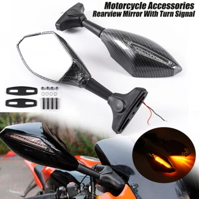 Motorcycle Side Mirrors LED Turn Signal For Yamaha YZF R6 1999-2012 R6S 2006-09 — 第 1/4 张图片