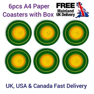 6pcs Handmade A4 Paper COASTERS With Free Gift Box Dinner Table Décor Small Mats - Picture 1 of 13