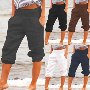 Sommerhose Sportshorts Caprihose Leggings Leinen 3/4 Damenshorts Freizeit % - Bild 1 von 16