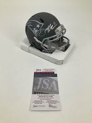 JULIAN EDELMAN AUTOGRAPHED NEW ENGLAND PATRIOTS MINI HELMET JSA WITNESS COA - Image 1 of 3