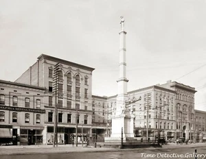 Albion Hotel & Confederate Monument, Augusta, GA - c1900 - Historic Photo Print - Picture 1 of 1