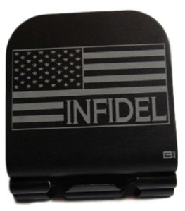 American Flag With Infidel Laser Etched Aluminum Hat Clip Brim-it - Picture 1 of 9