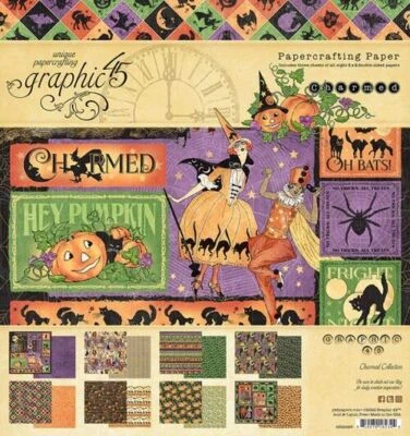 GRAPHIC 45 "CHARMED"  8X8 PAPER PACK  HALLOWEEN FALL  SCRAPJACK'S PLACE - Image 1 of 4