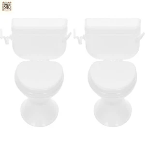 SAFIGLE 2Pcs Miniature Toilet Mini Toilet Doll House Bathroom Furniture Model - Picture 1 of 8