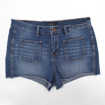 Pantalones Cortos Lucky Brand Mujer 12 Azul Denim Bolsillos Dobladillo Crudo Tiro Alto Foto 1 de 4