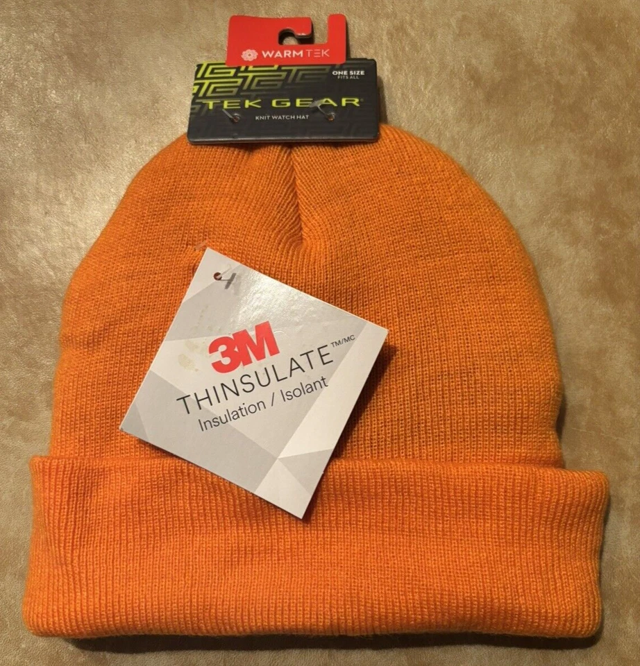 TEK Gear Orange 3m Thinsulate Cuffed Knit Watch Hat Mtg93ht00s