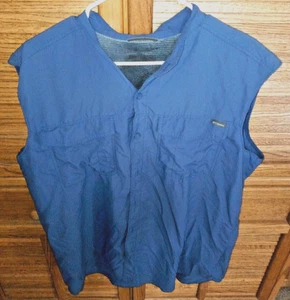 Columbia Hombres Chaleco de Pesca Camisa Sin Mangas Abotonada XL Azul - Imagen 1 de 4