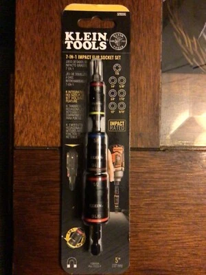 Juego de enchufes abatibles de impacto Klein Tools 7 en 1 broca central de 5" con 6 tamaños hexagonales 32933G Foto 1 de 2