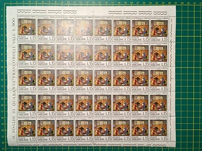 Vatican Stamps 1964,Sheet of 40,Sc A124,ERROR-missed Sheet #,Sideways Wmk, MNH - Image 1 of 4