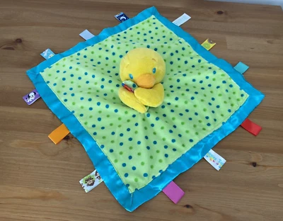 Manta bebé Taggies amarillo pato verde lunares azul satinado ribete amoroso relleno Foto 1 de 4