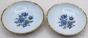 Vintage KAISER W. Germany Porcelain Small Plates Dish Trays Blue Flowers 3 1/8" - Picture 1 of 10
