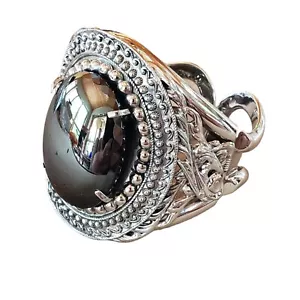 Bracciale Polsino Vintage Whiting e Davis Ematite Ornato Argento Tono Grande Firmato - Foto 1 di 12